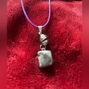 Hand Crafted Gray Quartz Diffuser w Purple Cord Handmade Necklace Hand Made